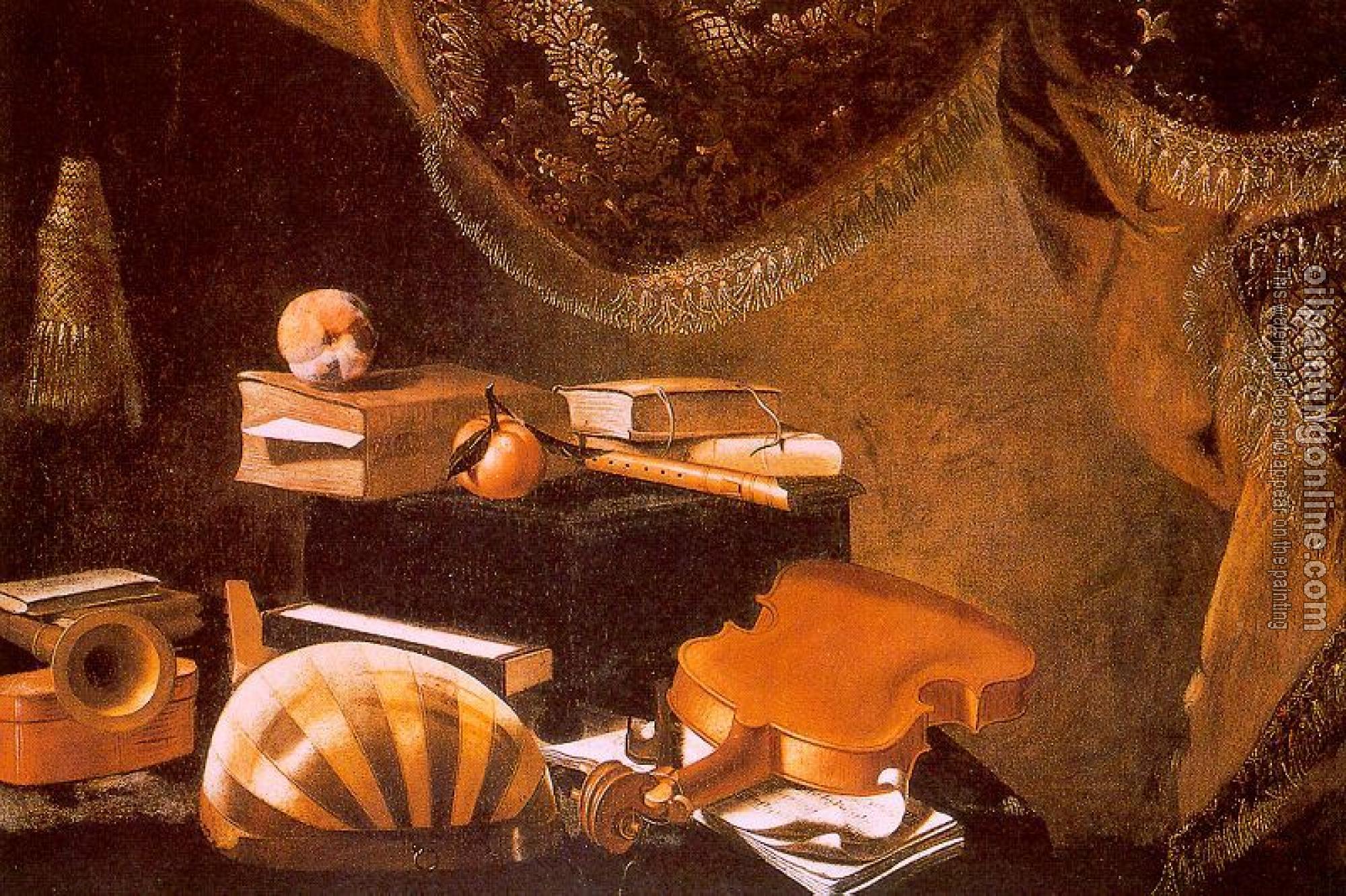 Baschenis, Evaristo - Graphic Still-Life with Musical Instruments